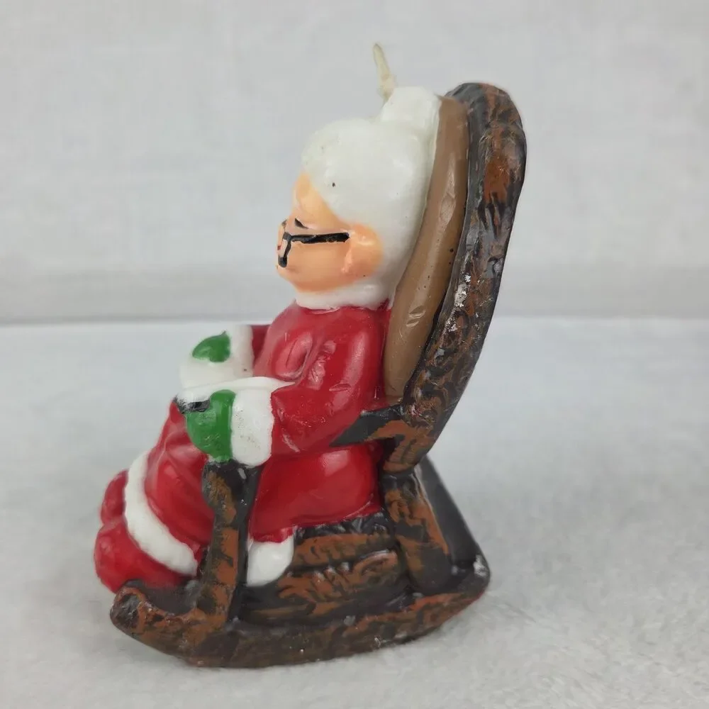 Vintage Mrs Claus Candle Rocking Chair Christmas Holiday Decor 5 Inch